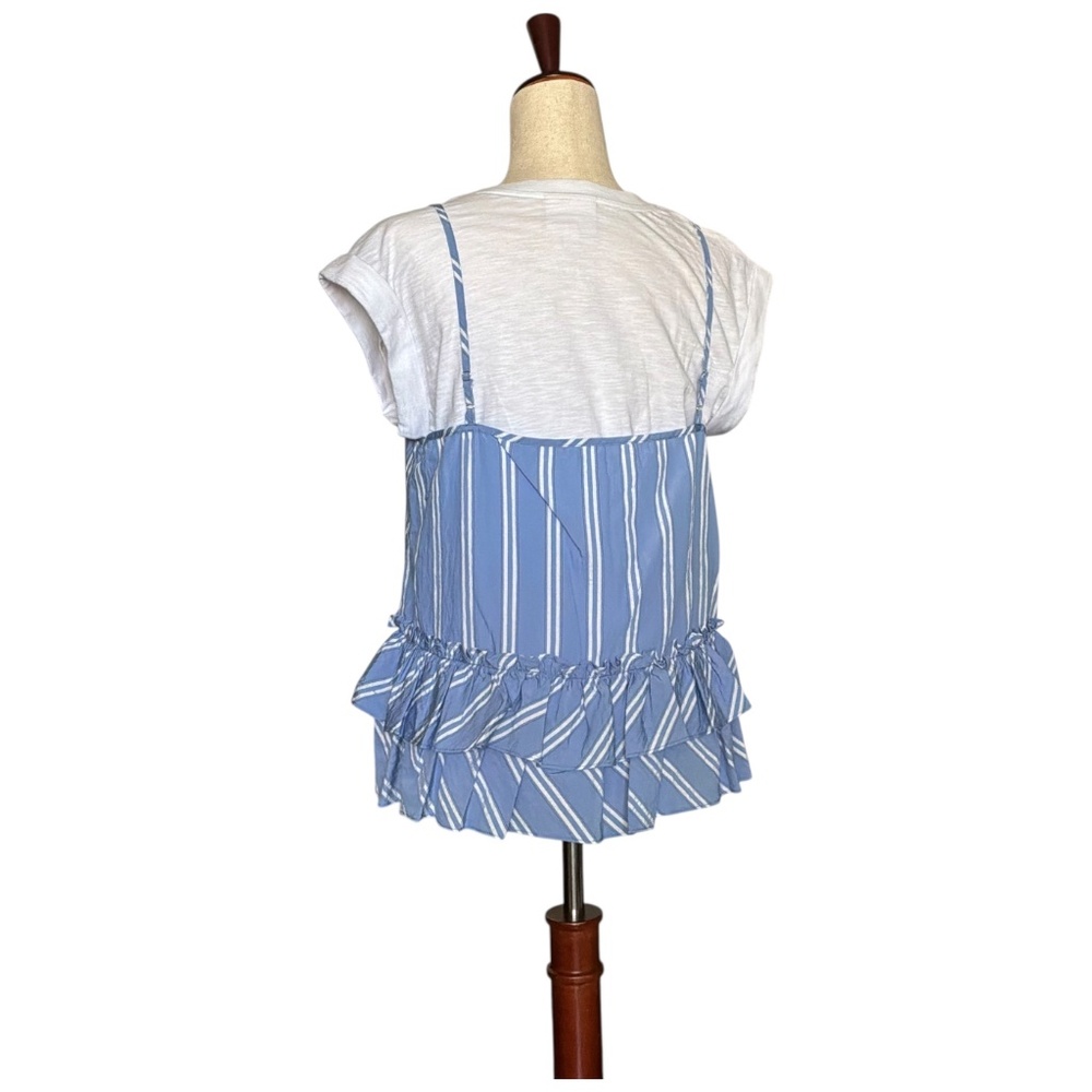 New Cinq a Sept Top Samantha Two Piece Blue Stripe Set Size Medium - Picture 4 of 12